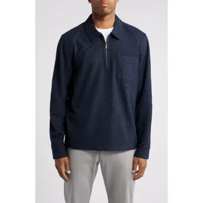 Johnston & Murphy Brushed Knit Quarter Zip Top In Navy