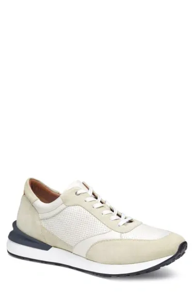 Johnston & Murphy Collection Briggs Perforated Sneaker In Ivory Italian Suede/calfskin