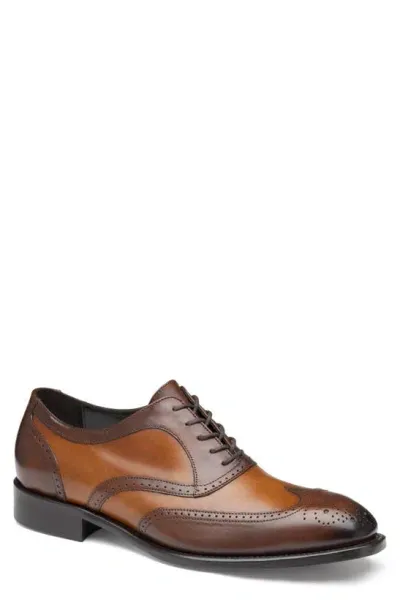 Johnston & Murphy Collection Ellsworth Wingtip Derby In Tan Italian Calfskin