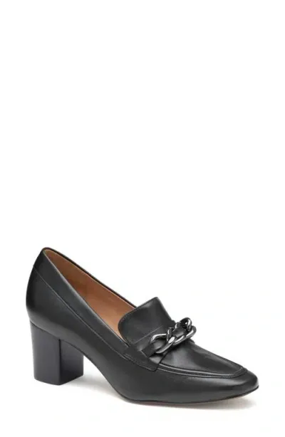 Johnston & Murphy Eleanor Chain Loafer Pump In Black Calfskin