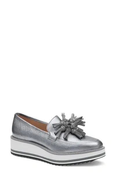 Johnston & Murphy Gracelyn Tassel Loafer In Pewter Metallic Sheepskin