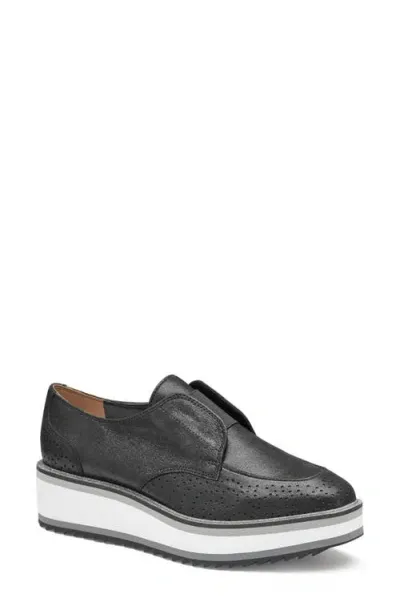 Johnston & Murphy Gracie Side Zip Sneaker In Black Metallic Kid Suede