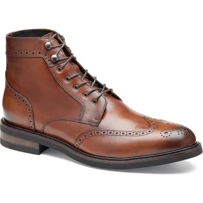 Johnston & Murphy Hartley Wingtip Boot In Brown Hand-stained It Calfskin