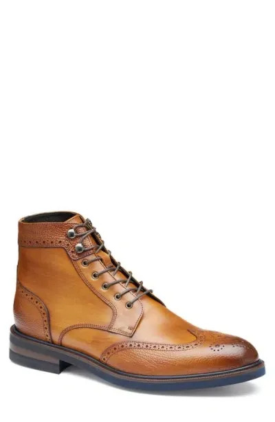 Johnston & Murphy Hartley Wingtip Boot In Tan Hand-stained It Calfskin