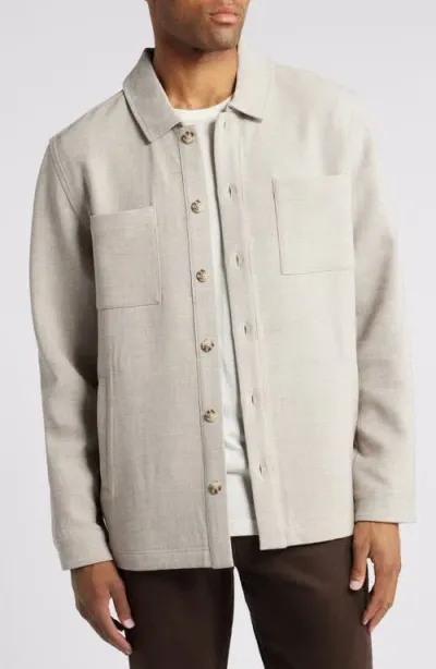 Johnston & Murphy Heathered Double Cloth Shirt Jacket In Tan