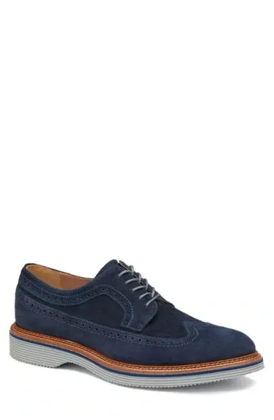 Johnston & Murphy Jenson Longwing Derby In Navy European Suede