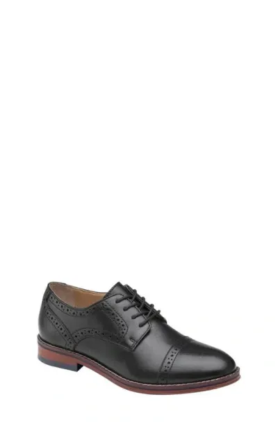 Johnston & Murphy Kids' Conard Cap Toe Derby In Black Full Grain