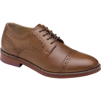 Johnston & Murphy Kids' Conard Cap Toe Derby In Tan Full Grain