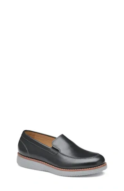 Johnston & Murphy Kids' Upton Venetian Loafer In Black Full Grain