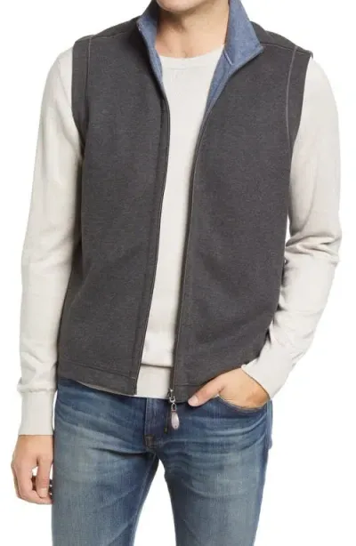 Johnston & Murphy Reversible Knit Vest In Charcoal/blue