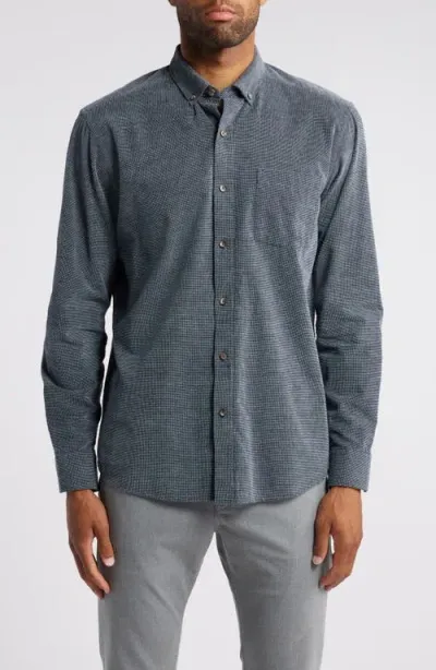 Johnston & Murphy Texture Cotton Button-down Shirt In Navy