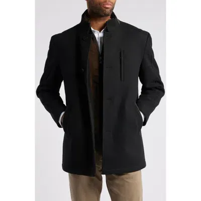 Johnston & Murphy Upton Felted Car Coat With Removable Bib In Black