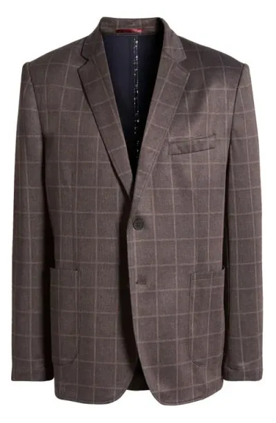 Johnston & Murphy Xc Flex® Windowpane Check Knit Sport Coat In Brown