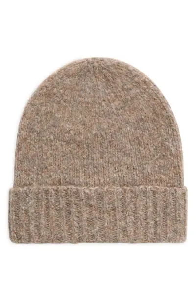 Johnstons Of Elgin Brushed Cashmere-silk Beanie In Beige/ash