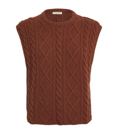 Johnstons Of Elgin Cashmere Aran Sweater Vest In Brown