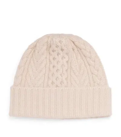 Johnstons Of Elgin Cashmere Cable Knit Beanie In Ivory