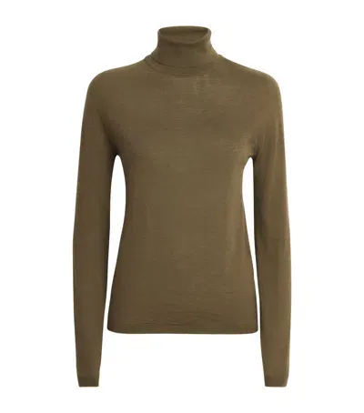 Johnstons Of Elgin Cashmere Rollneck Sweater In Green