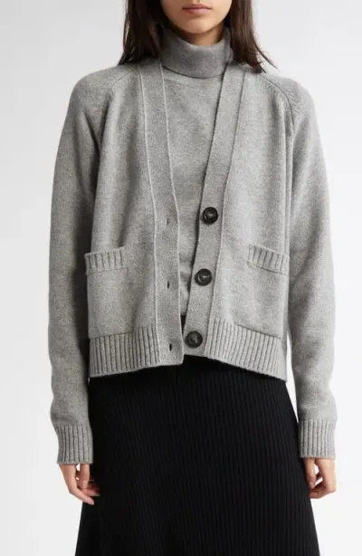 Johnstons Of Elgin Cashmere V-neck Cardigan In Light Grey