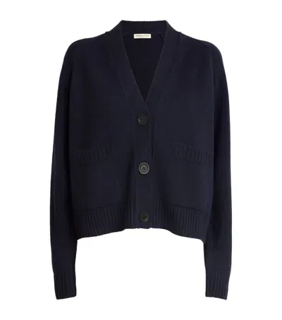 Johnstons Of Elgin Cashmere V-neck Cardigan In Navy