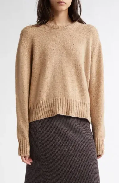 Johnstons Of Elgin Relaxed Fit Cashmere Donegal Sweater In Camel Donegal