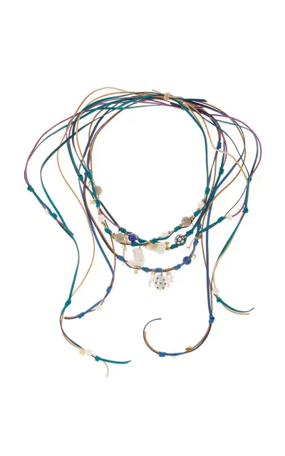 Joie Digiovanni Deluxe Rockstar Leather Necklace Set In Blue