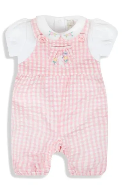 Jojo Maman Bébé Babies' Jojo Maman Bebe Gingham Shortalls & Bodysuit Set In Pink