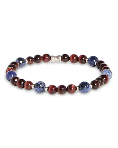 Jonas Studio Hideaway Tiger's Eye, Dumortierite & Turquoise Beaded Stretch Bracelet In Red/blue