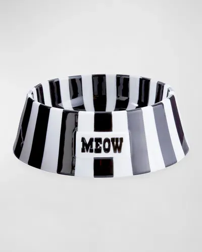 Jonathan Adler Vice Meow Pet Bowl In Blackwhite