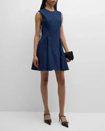 Jonathan Cohen Pintuck Denim Sleeveless Mini Dress