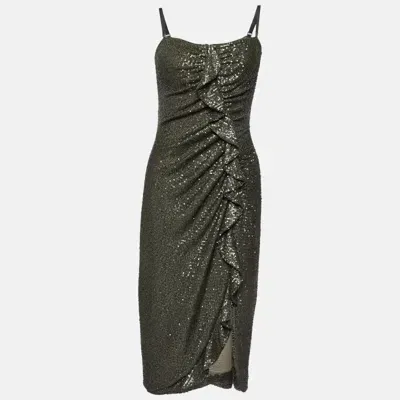 Pre-owned Jonathan Simkhai Green Sequin Sleeveless Short Dress Xs