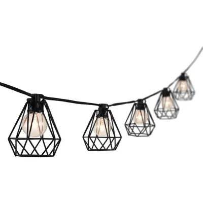 Jonathan Y 10-light Indoor/outdoor Contemporary Transitional Incandescent G40 Diamond Cage String Li In Black