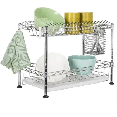 Jonathan Y Brooklyn 24" Adjustable Dish Rack, Chrome