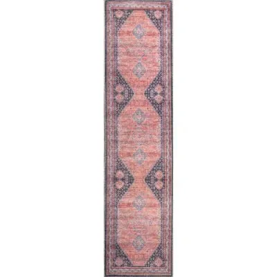 Jonathan Y Dalyan Geometric Medallions Machine-washable Area Rug In Terra/navy