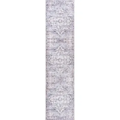 Jonathan Y Didim Boho Gray Medallion Machine-washable Area Rug In Gray/purple