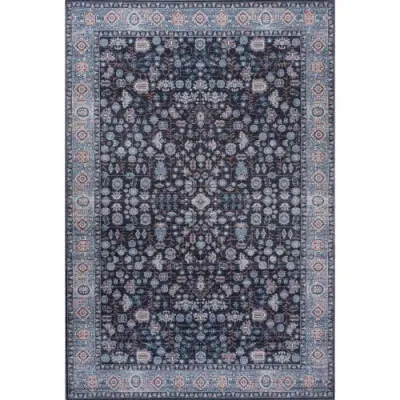 Jonathan Y Kemer All-over Persian Machine-washable Area Rug In Black/blue