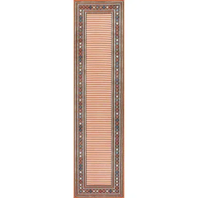 Jonathan Y Sebastian High-low Modern Diamond Border Indoor/outdoor Area Rug In Orange/ivory