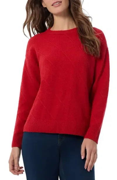 Jones New York Drop Shoulder Crewneck Sweater In Deep Rouge