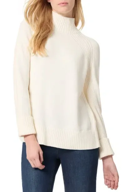 Jones New York Mock Neck Cotton Blend Sweater In Jones White