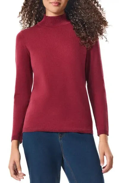 Jones New York Mock Neck Sweater In Bordeaux