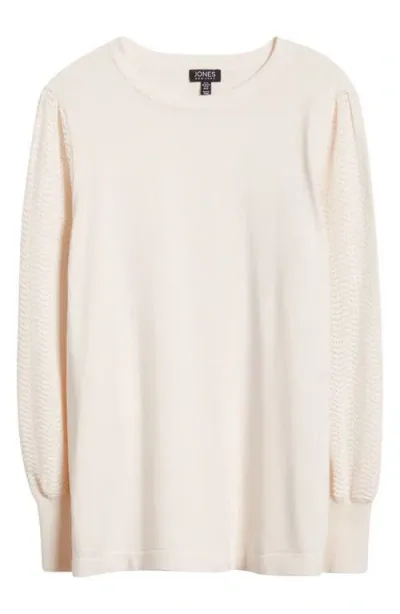 Jones New York Pointelle Stitch Sleeve Sweater In Jones White