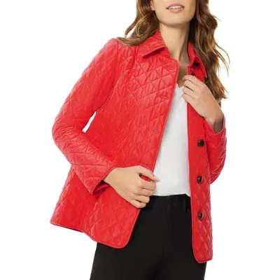 Jones New York Quilted Coat In Deep Rouge