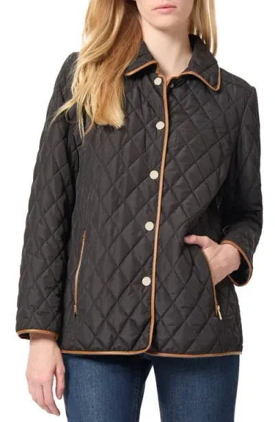 Jones New York Quilted Water Repellent Snap Front Jacket In Jones Black