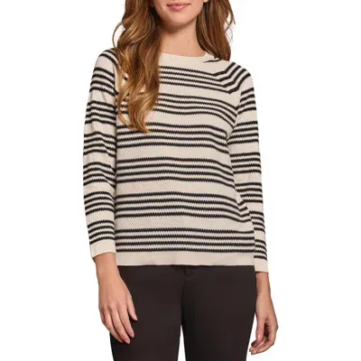 Jones New York Textured Stripe Crewneck Sweater In Jones White/jones Black