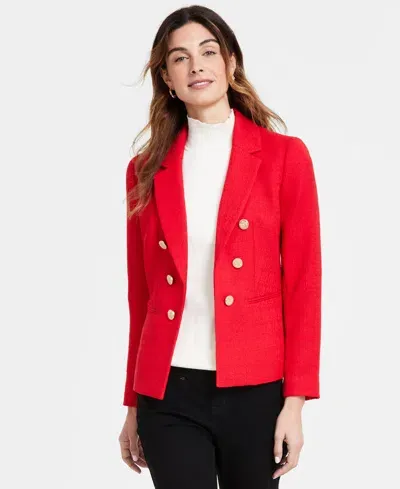 Jones New York Women's Tweed Faux Double-breasted Jacket In Deep Rouge