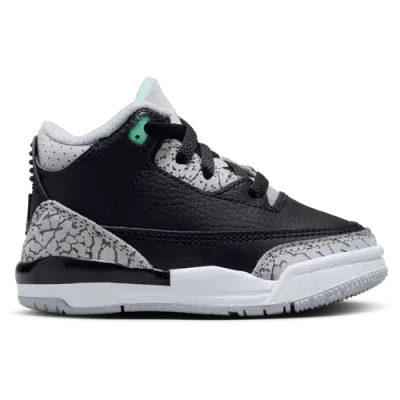 Jordan Boys   Retro 3 In Black/green Glow/wolf Grey