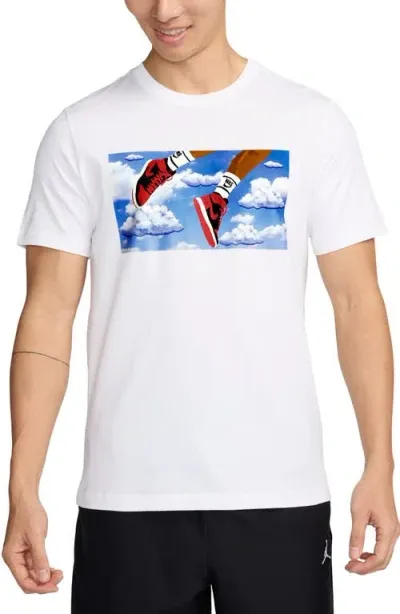 Jordan Flight Essentials Graphic T-shirt In White/black