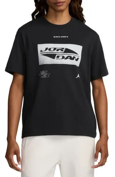 Jordan Girlfriend Cotton Graphic T-shirt In Black/white