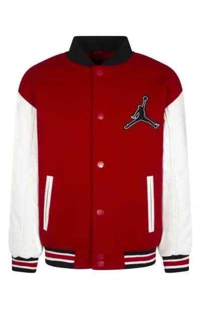 Jordan Kids' Varsity Letter Jacket In Gym Red