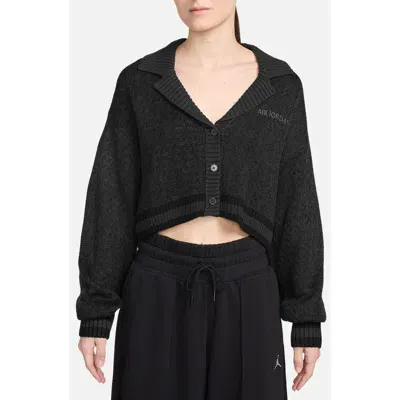 Jordan Knit Crop Cardigan In Black