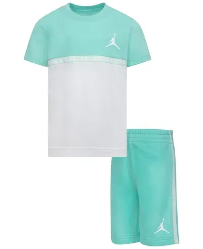 Jordan Kids' Little Boys Jumpman Blocked Taping Tee And Shorts Set In E8gemerald